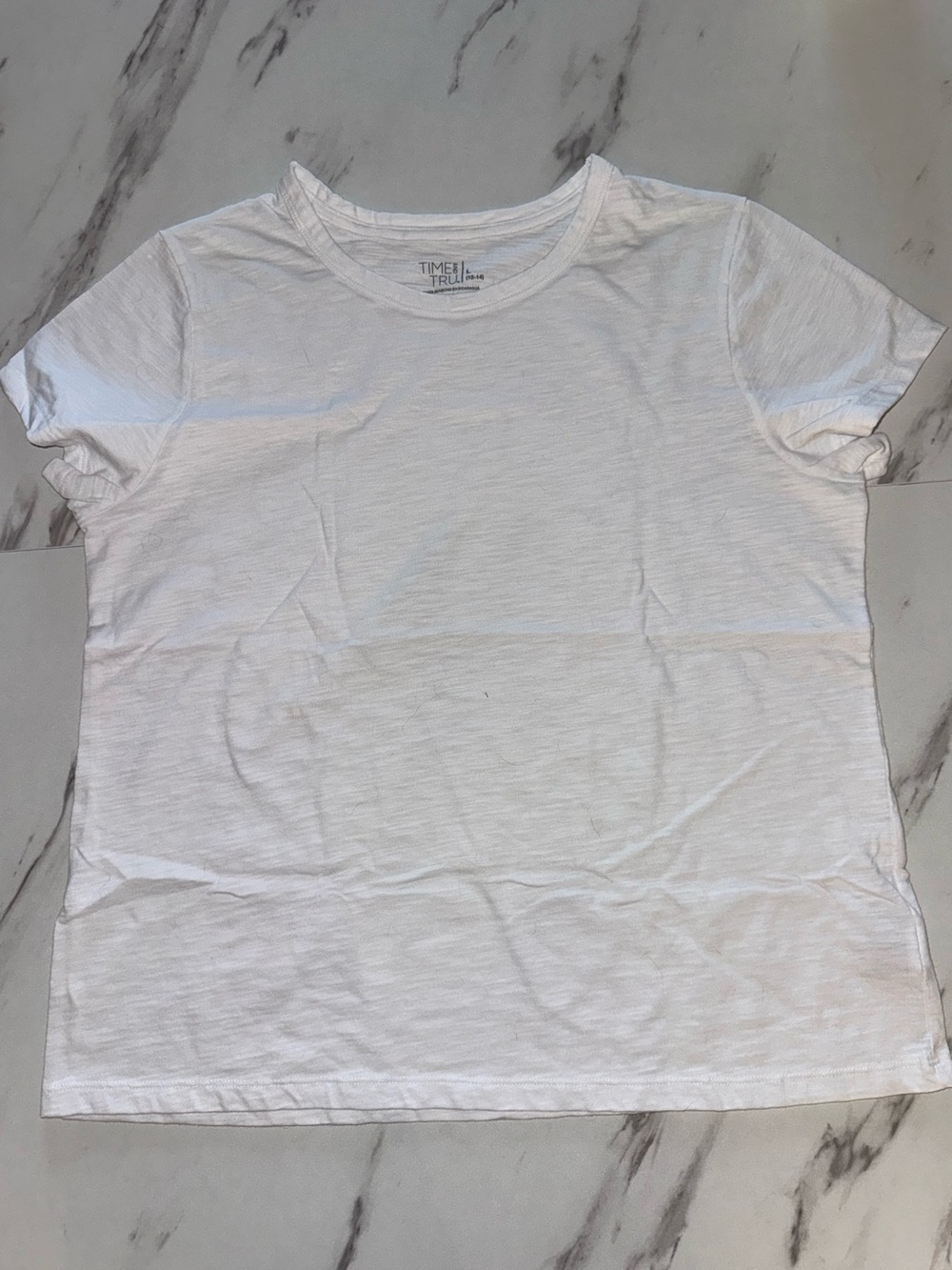 Time and Tru White Short Sleeve Crew Neck T-Shirt L